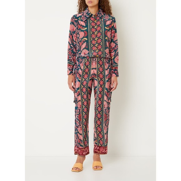 NEW Farm Rio Seashell Tapestry Buttoned Shirt Floral Salmon Pink Small - Picture 7 of 15